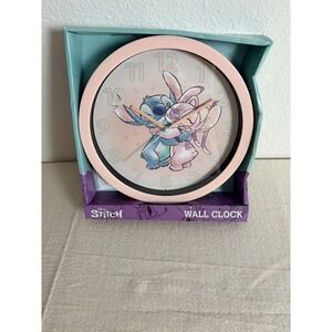 Disney Stitch Wall Clock 10in Pink New Stitch and Angel You Light Up My World